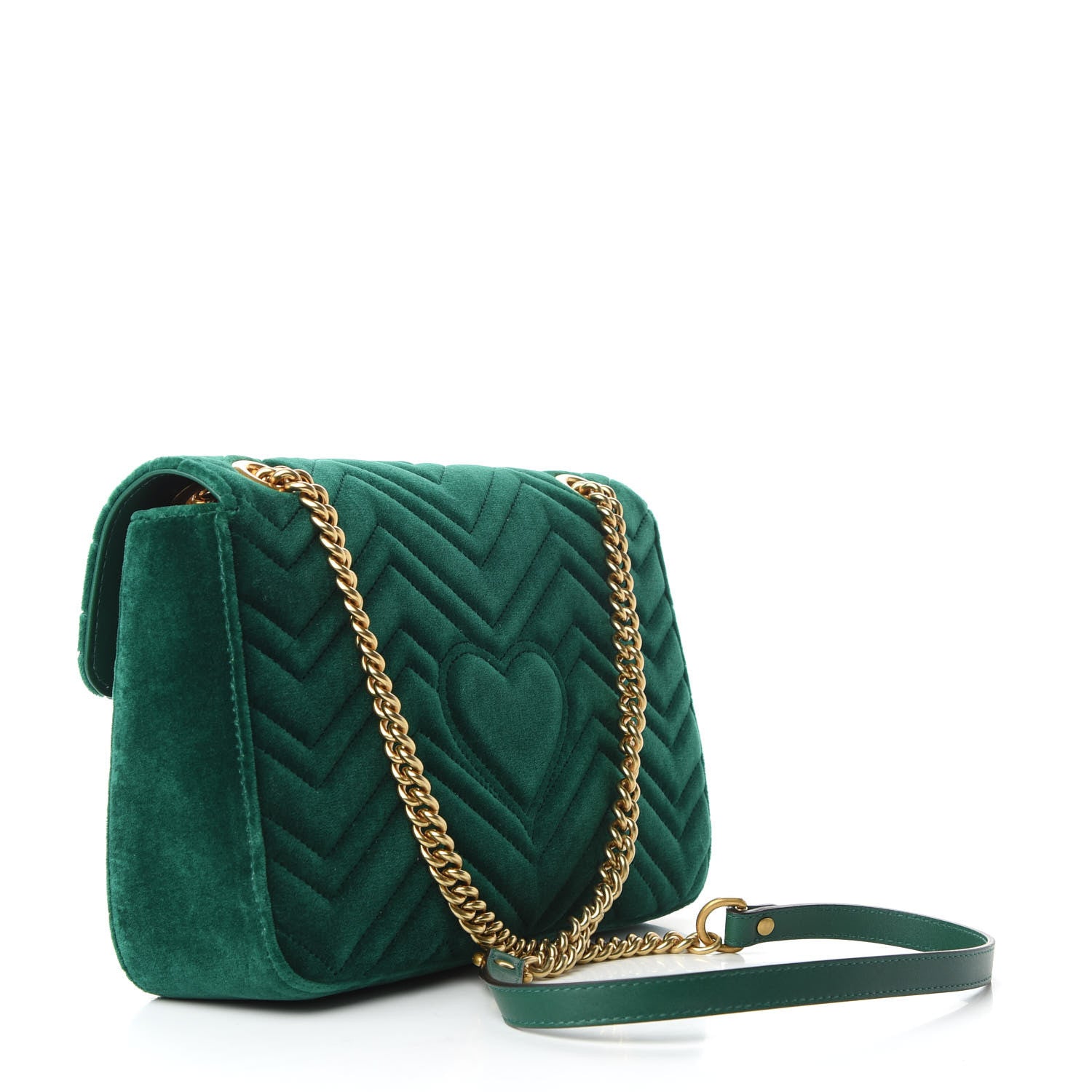 Gucci Velvet Matelasse Medium GG Marmont Shoulder Bag Emerald 4 of 10