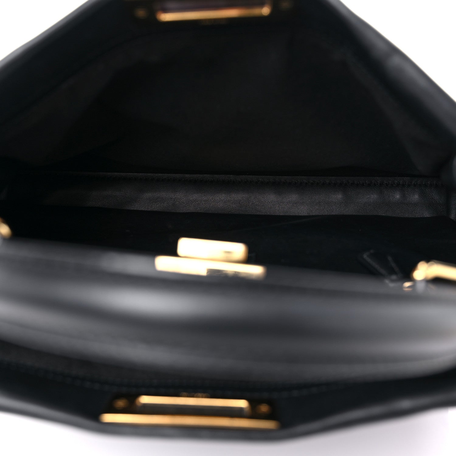 Fendi Vitello Seta Shiny Nappa Medium Peekaboo Iconic Satchel Black 5 of 14