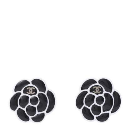 Chanel Enamel CC Camellia Earrings Black 1 of 5