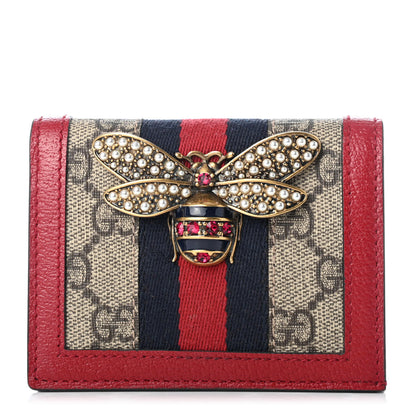 Gucci GG Supreme Monogram Queen Margaret Card Case Red 1 of 9