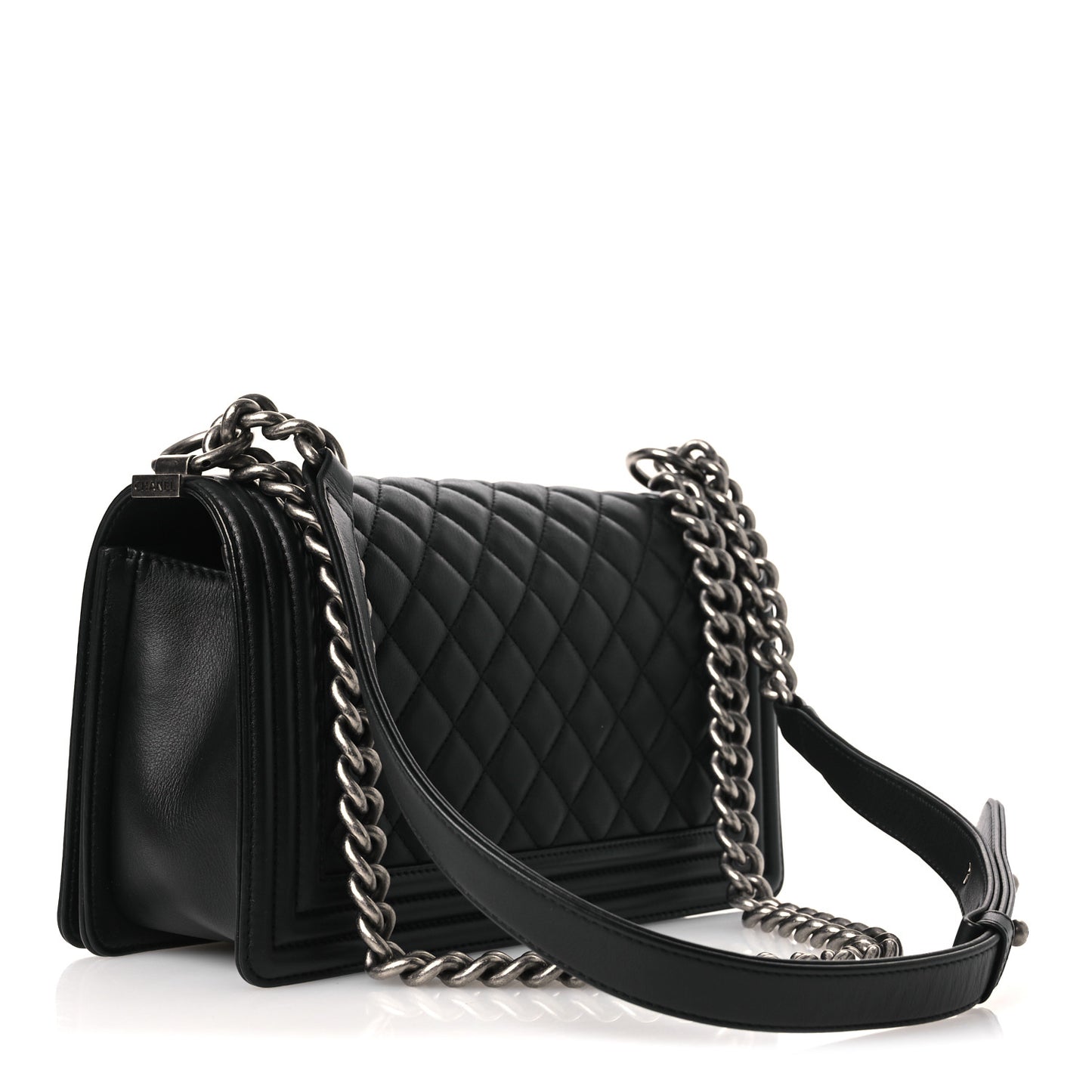 Calfskin Quilted Medium Boy Flap Black