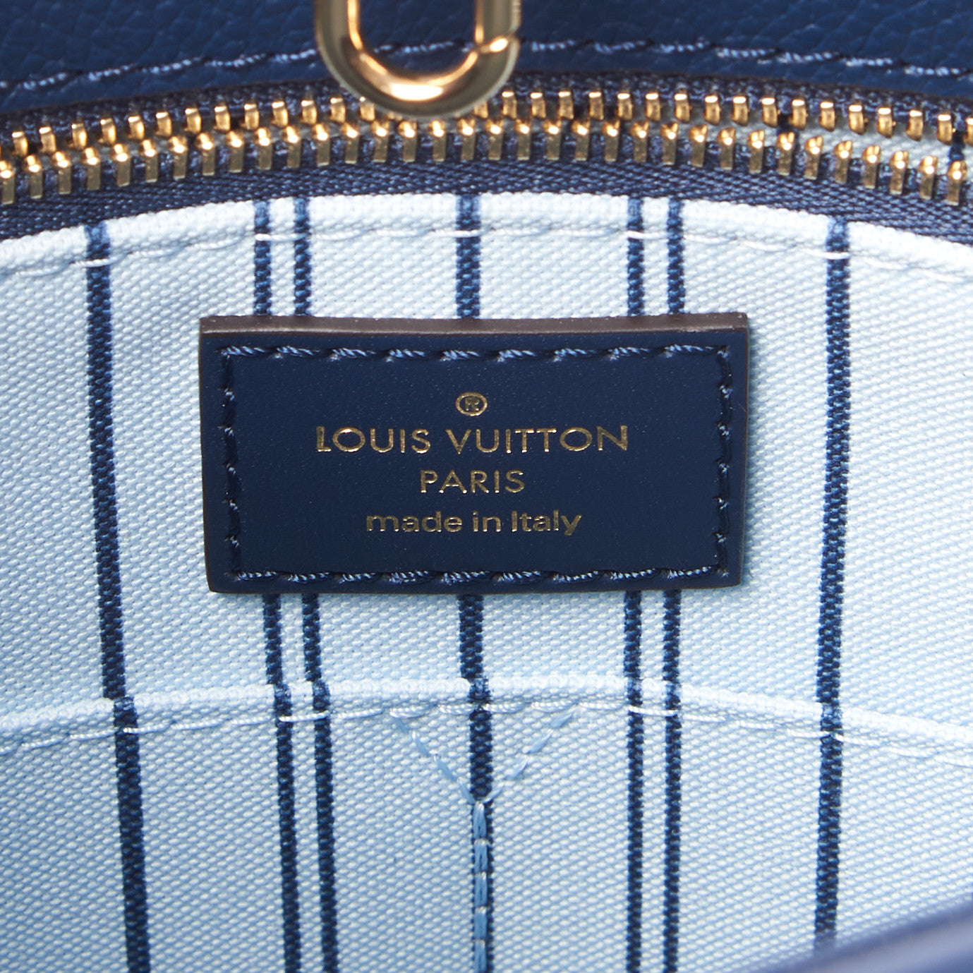 Louis Vuitton Raffia Calfskin Monogram Giant Onthego MM Blue 7 of 8