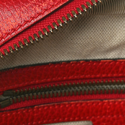 Gucci Grained Calfskin Logo Messenger Bag Hibiscus Red 12 of 13