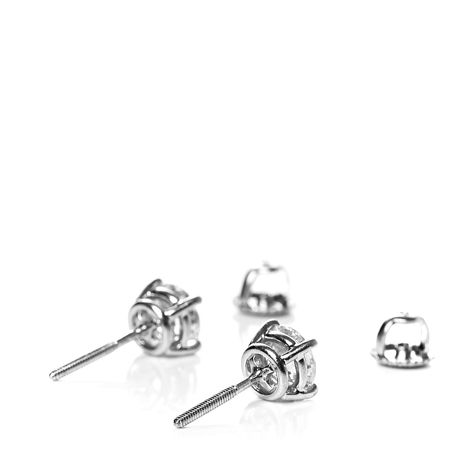 Platinum Diamond 1.41ctw Round Solitaire Earrings