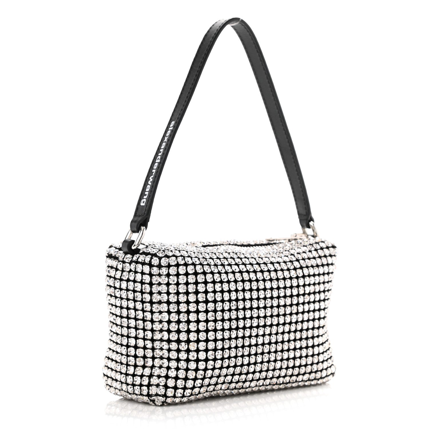 Alexander Wang Mesh Crystal Rhinestone Mini Heiress Pouch Black Silver 3 of 9