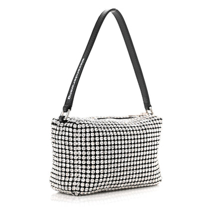Alexander Wang Mesh Crystal Rhinestone Mini Heiress Pouch Black Silver 3 of 9