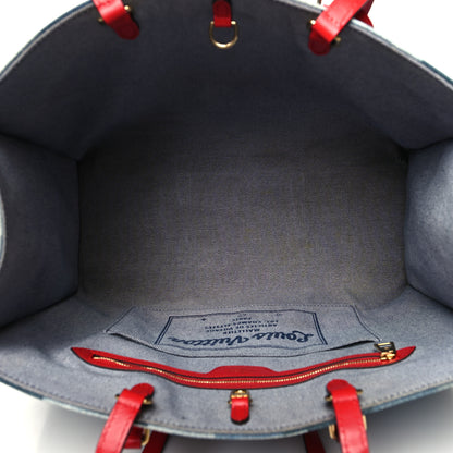 Louis Vuitton Denim Damier Monogram Onthego Blue Rouge 5 of 12