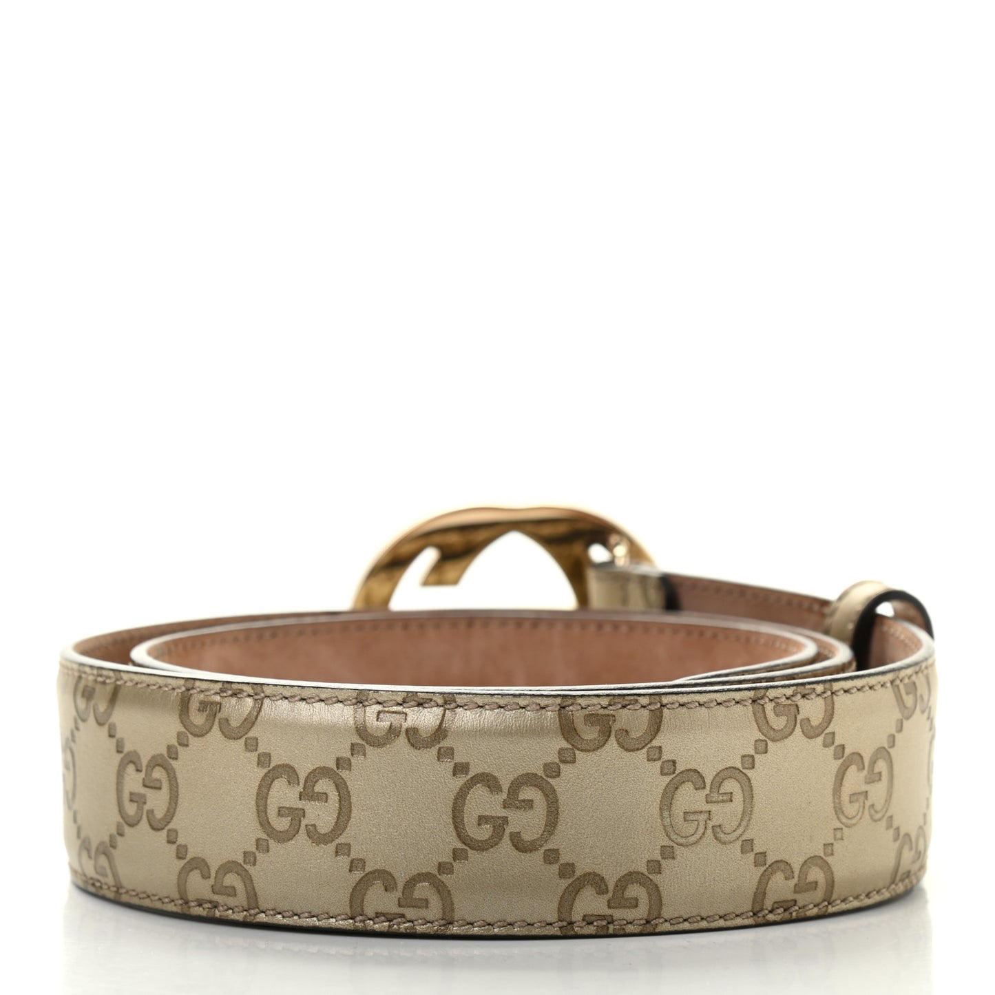 Metallic Guccissima Interlocking G Belt 90 36 Gold