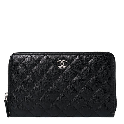 Chanel Caviar Quilted Large Zip Around Organizer Wallet Black 1 of 10