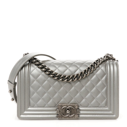 Chanel Metallic Caviar Quilted Medium Boy Flap Silver 1 of 10