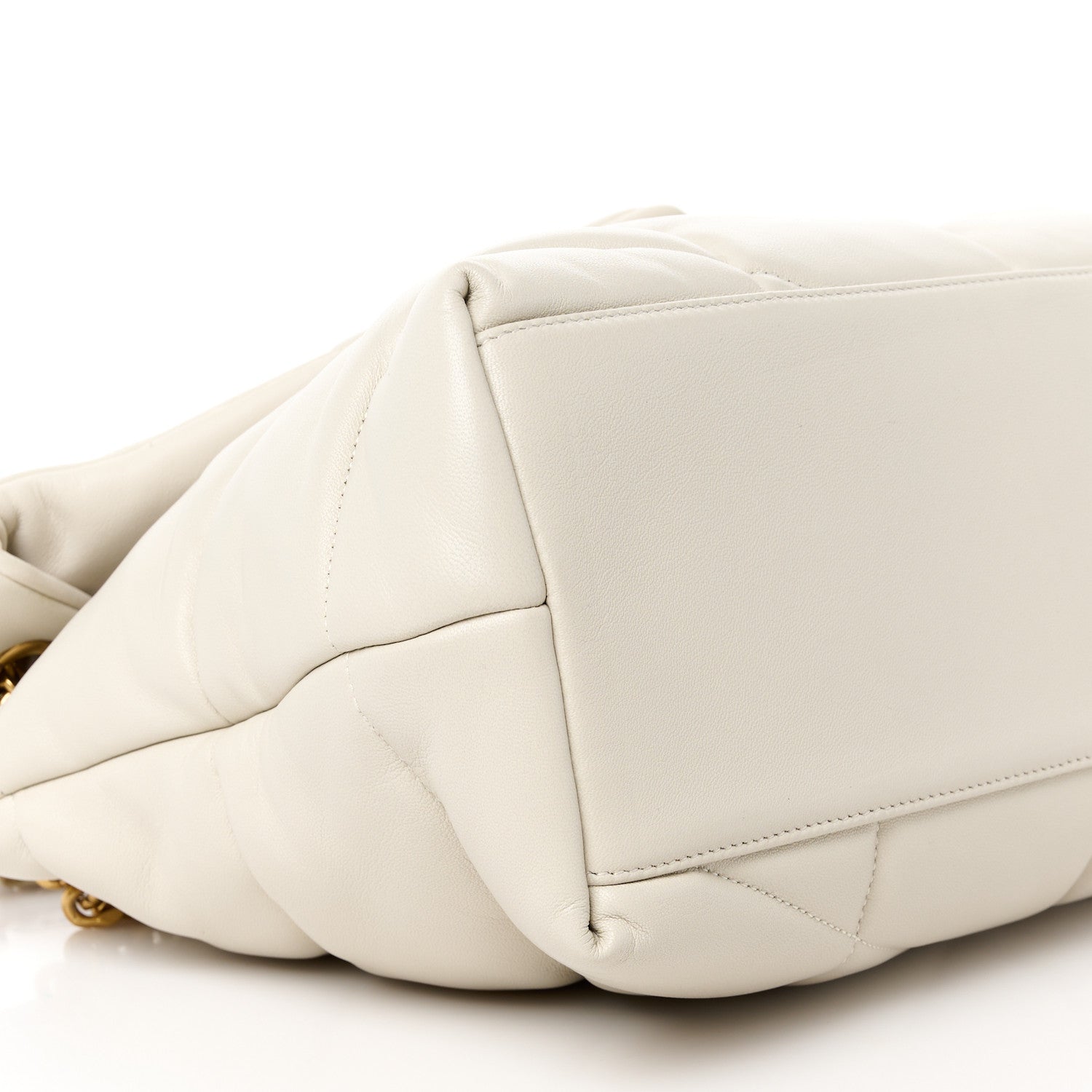 Saint Laurent Lambskin Quilted Medium Loulou Puffer Monogram Chain Satchel Crema Soft 10 of 12