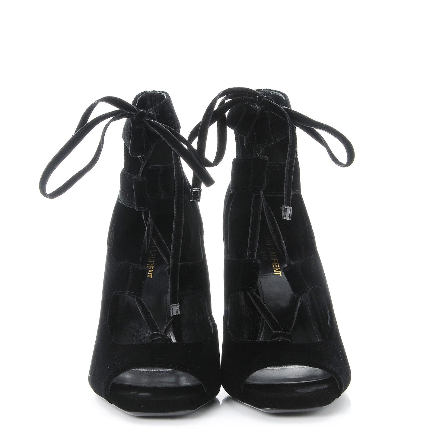 Veluto Master Loulou 95 Lace Up Sandals 40 Black Lucido