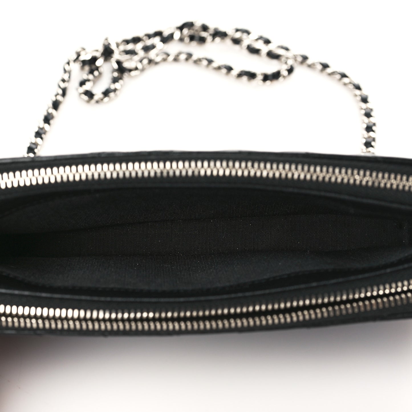 Lambskin Chevron Quilted Studded Clutch With Chain Black