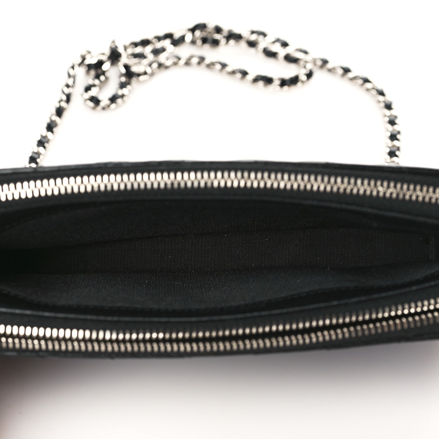 Chanel Lambskin Chevron Quilted Studded Clutch With Chain Black 6 of 13
