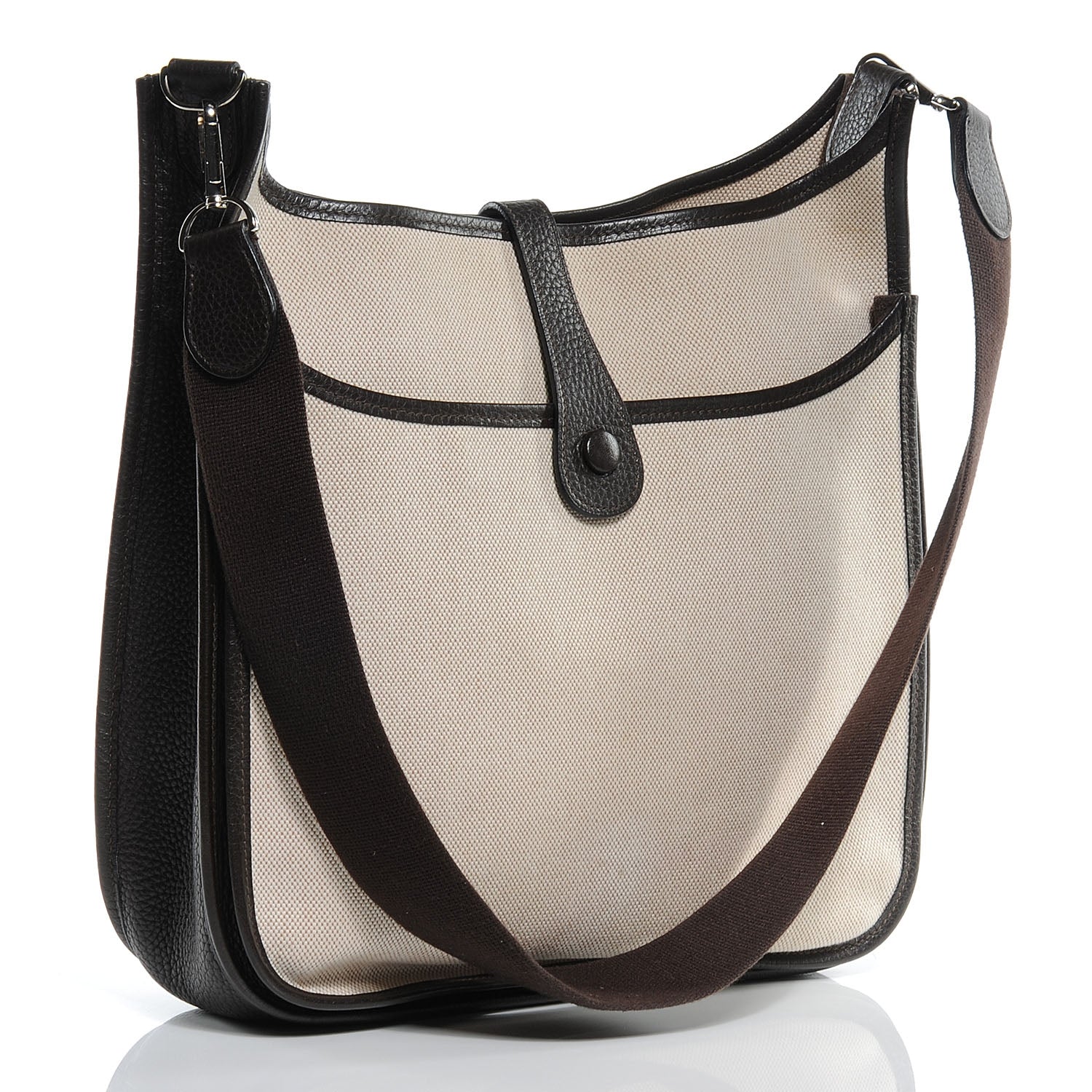 Hermes Toile Ardennes Evelyne II GM Ecru Ebene 3 of 7