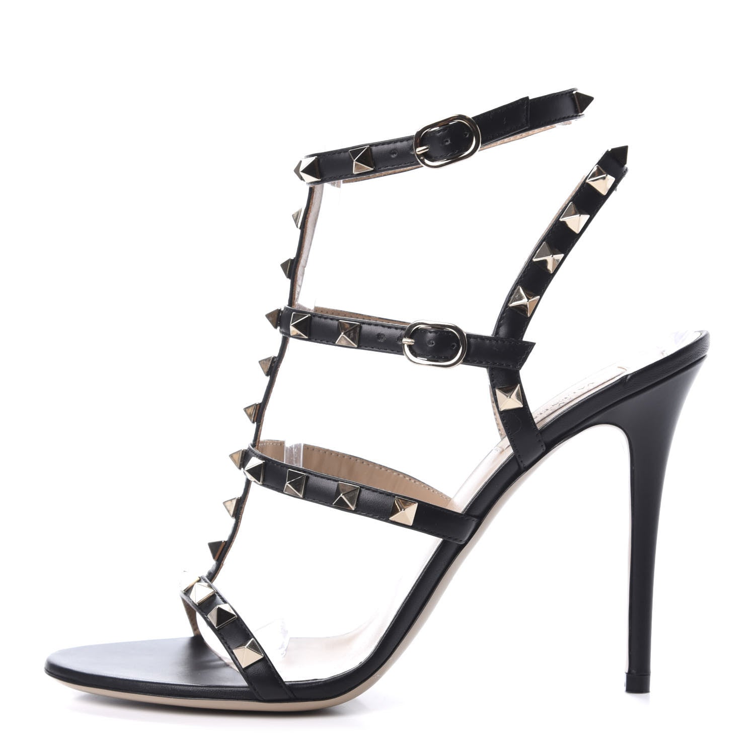 Valentino Garavani Calfskin Nappa Rockstud Gladiator 105mm Sandals 40 Black 1 of 8