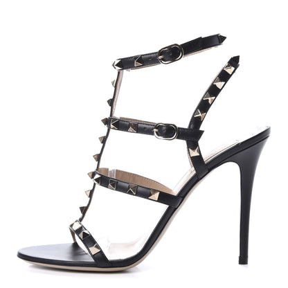 Valentino Garavani Calfskin Nappa Rockstud Gladiator 105mm Sandals 40 Black 1 of 8