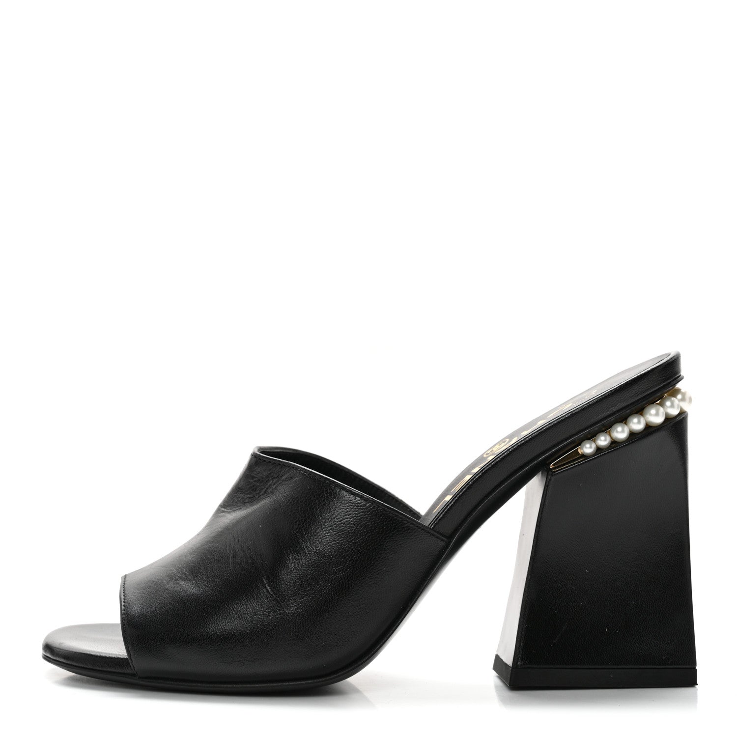 Chanel Shiny Goatskin Pearl Mule 36 Black 1 of 12