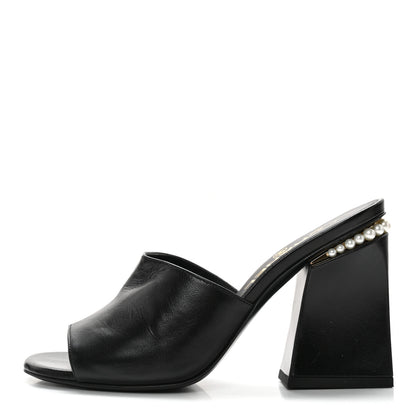 Chanel Shiny Goatskin Pearl Mule 36 Black 1 of 12