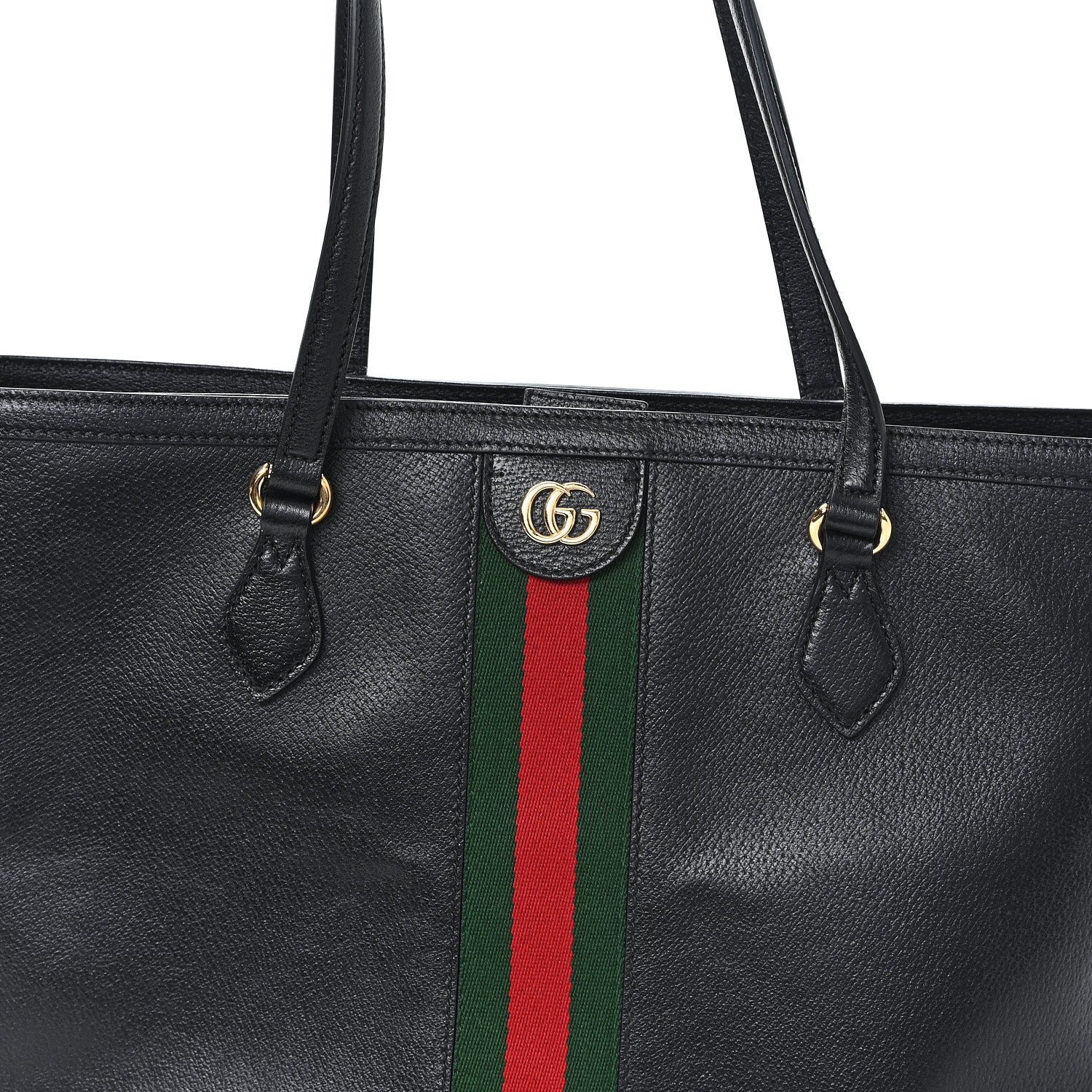 Gucci Textured Calfskin Web Medium Ophidia Shopping Tote Black 8 of 11
