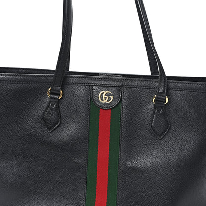 Gucci Textured Calfskin Web Medium Ophidia Shopping Tote Black 8 of 11