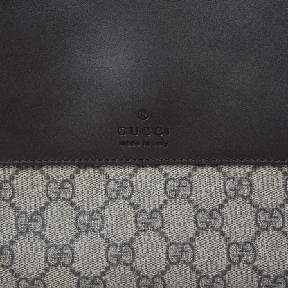 Gucci GG Supreme Monogram Selleria Calfskin Large Satchel Messenger Bag Beige Ebony Cocoa Dark Chocolate 8 of 9