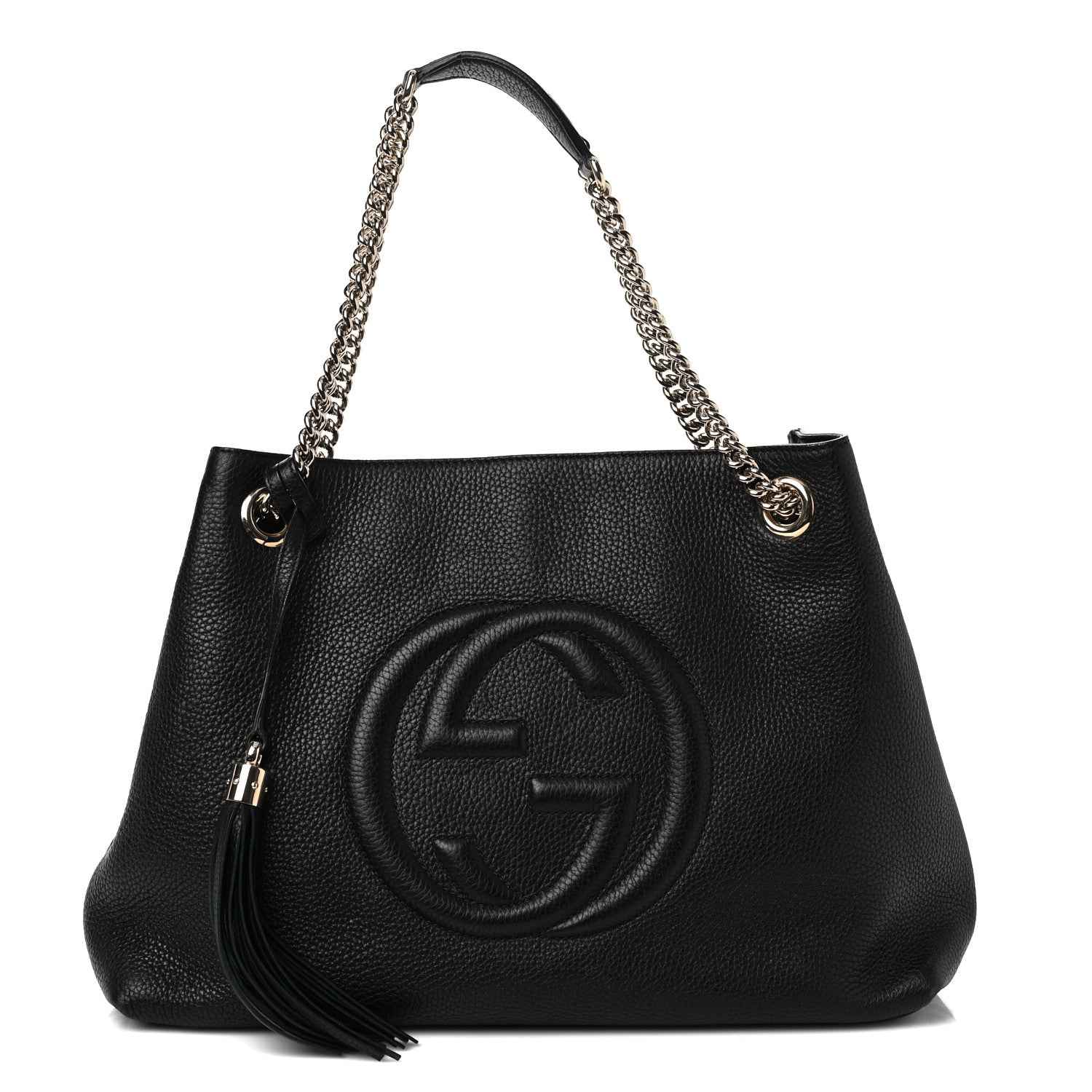 Gucci Pebbled Calfskin Medium Soho Chain Shoulder Bag Black 1 of 12