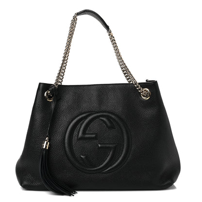 Gucci Pebbled Calfskin Medium Soho Chain Shoulder Bag Black 1 of 12