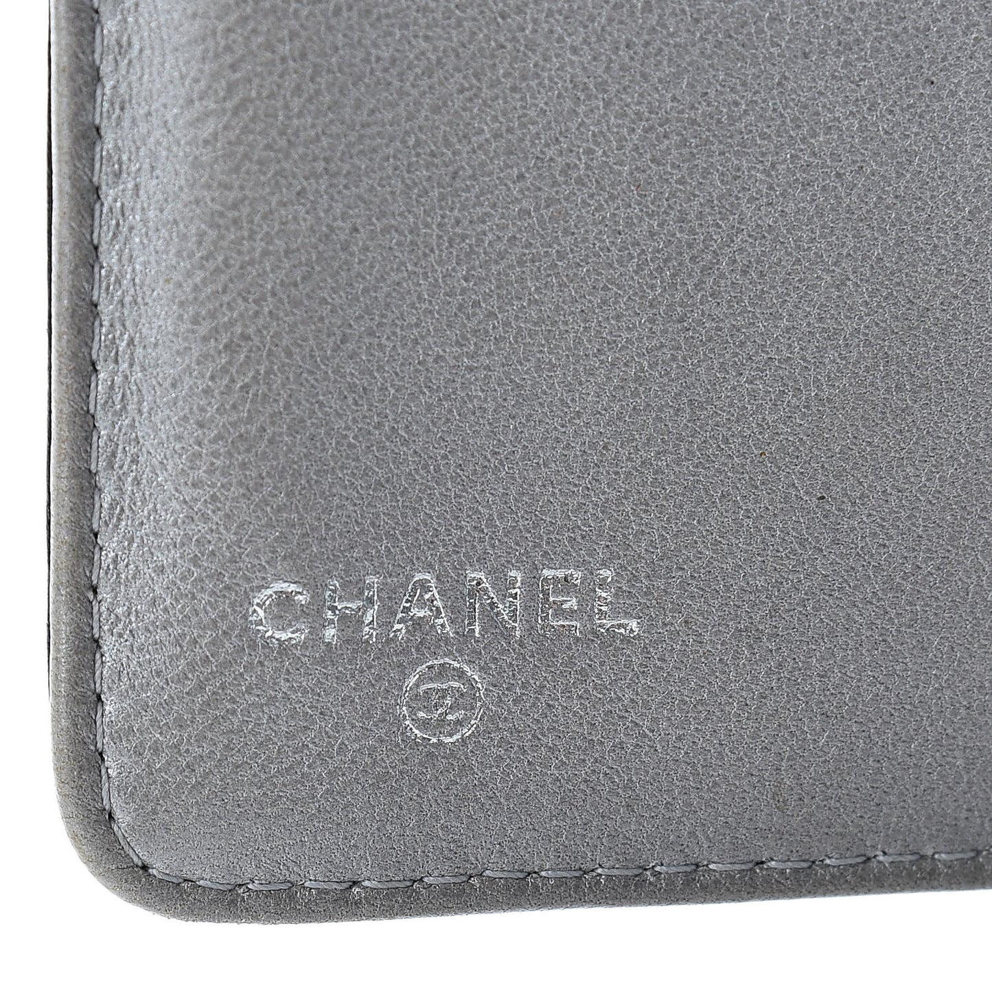 Lambskin Camellia Embossed Zipped Pocket Wallet Black