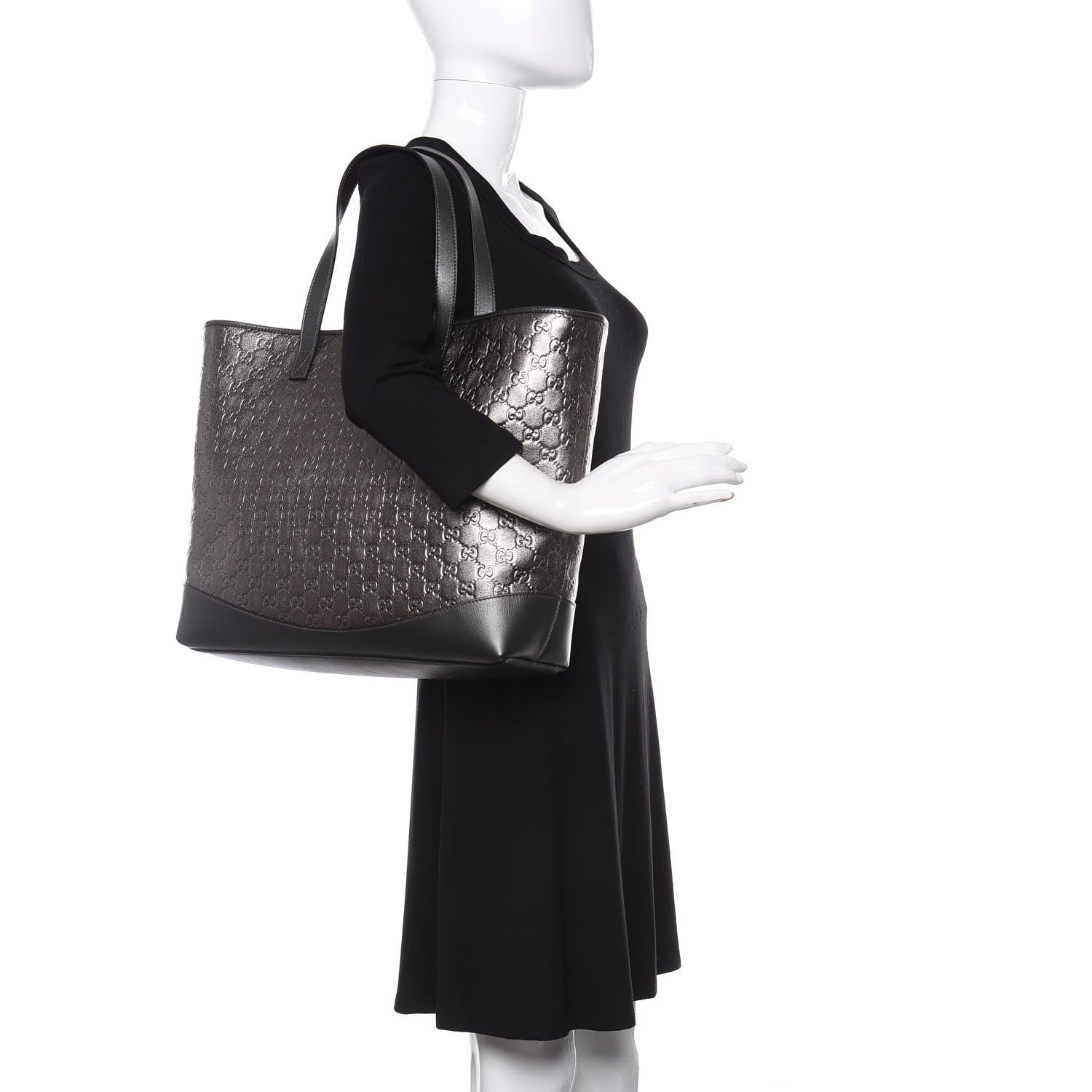 Gucci Metallic Guccissima Large Tote Dark Grey 2 of 11