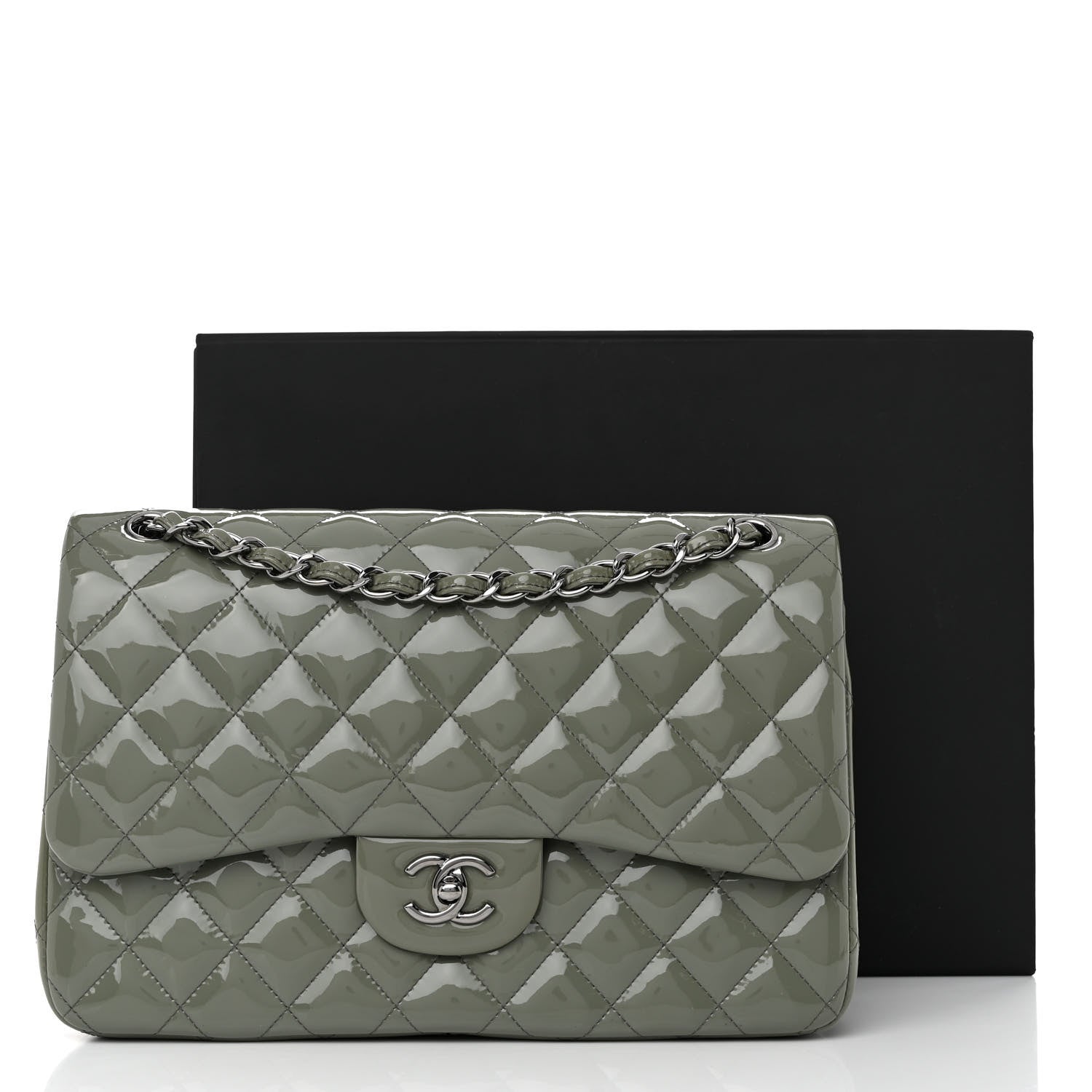 Chanel Patent Quilted Jumbo Double Flap Light Green 16 of 16