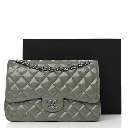 Chanel Patent Quilted Jumbo Double Flap Light Green 16 of 16