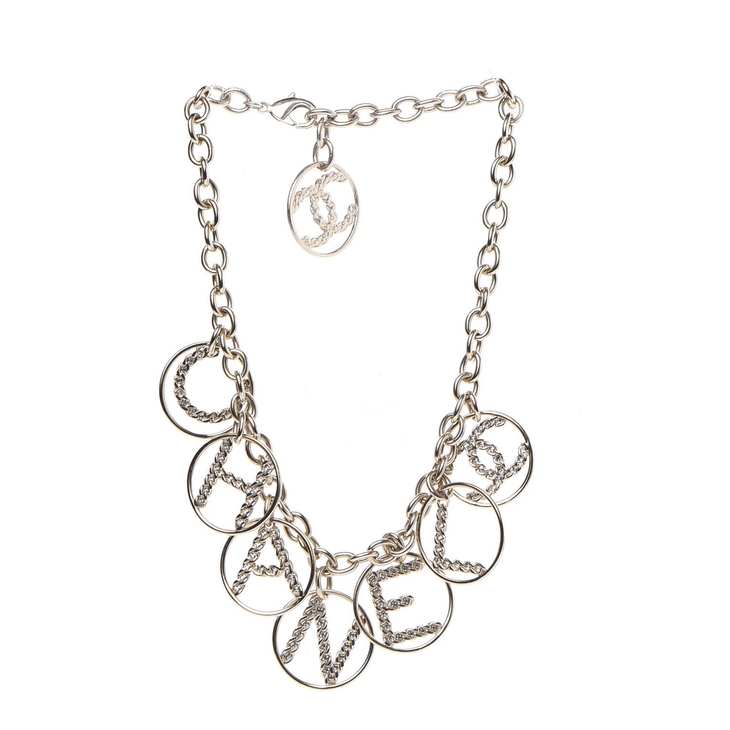 Metal Strass Crystal Logo Necklace Gold