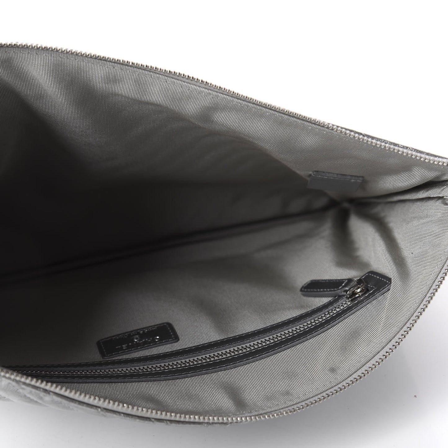 Metallic Crumpled Calfskin Chevron Quilted Large Cosmetic Case Silver