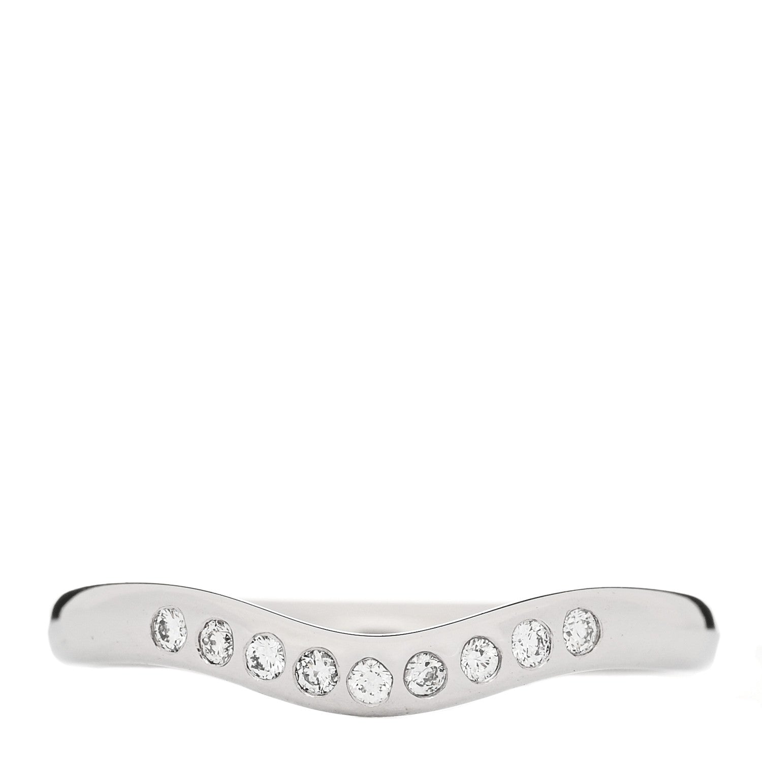 Tiffany Platinum Diamond Elsa Peretti Curved Wedding Band Ring 48 4.5 1 of 6