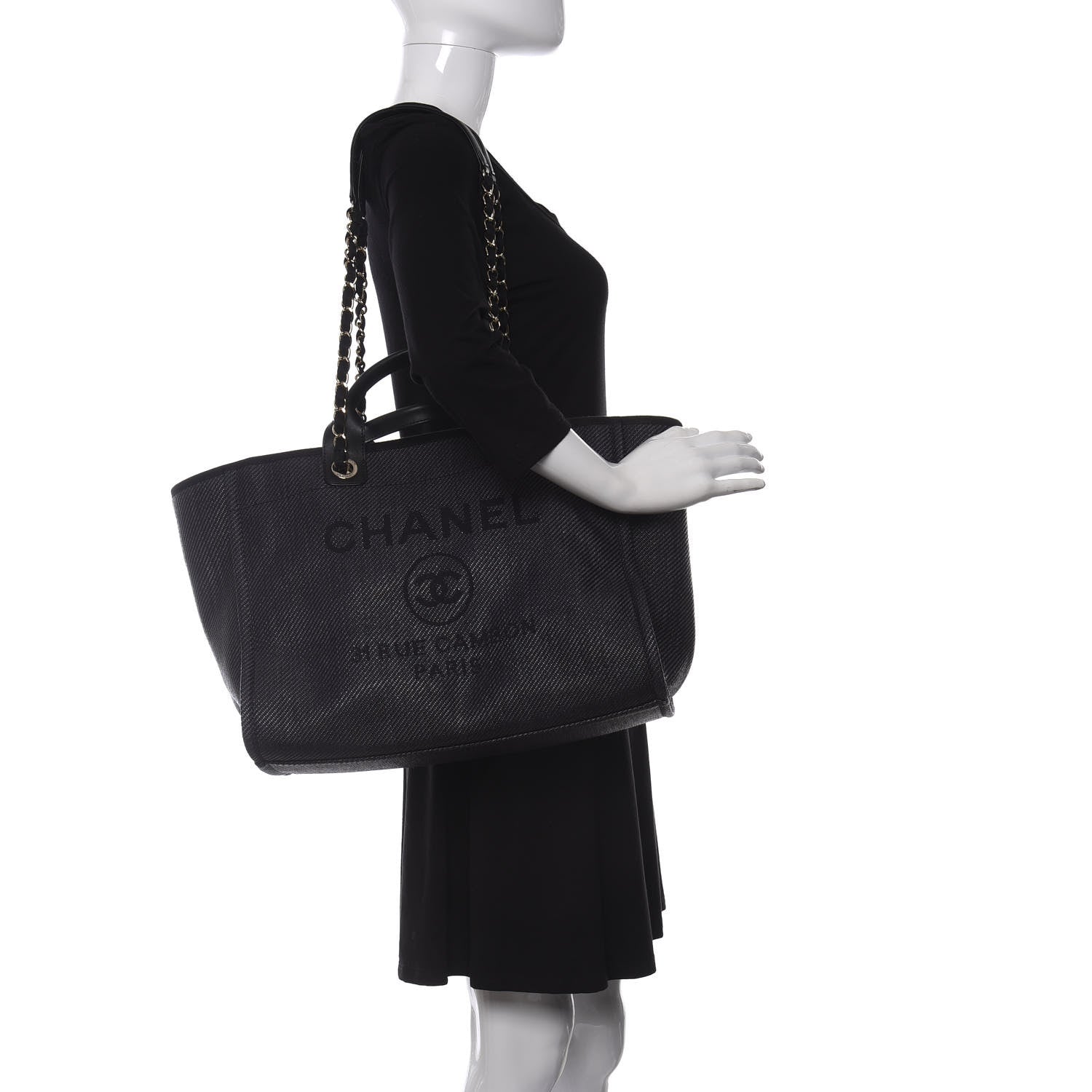 Chanel Canvas Medium Deauville Tote Black 2 of 10