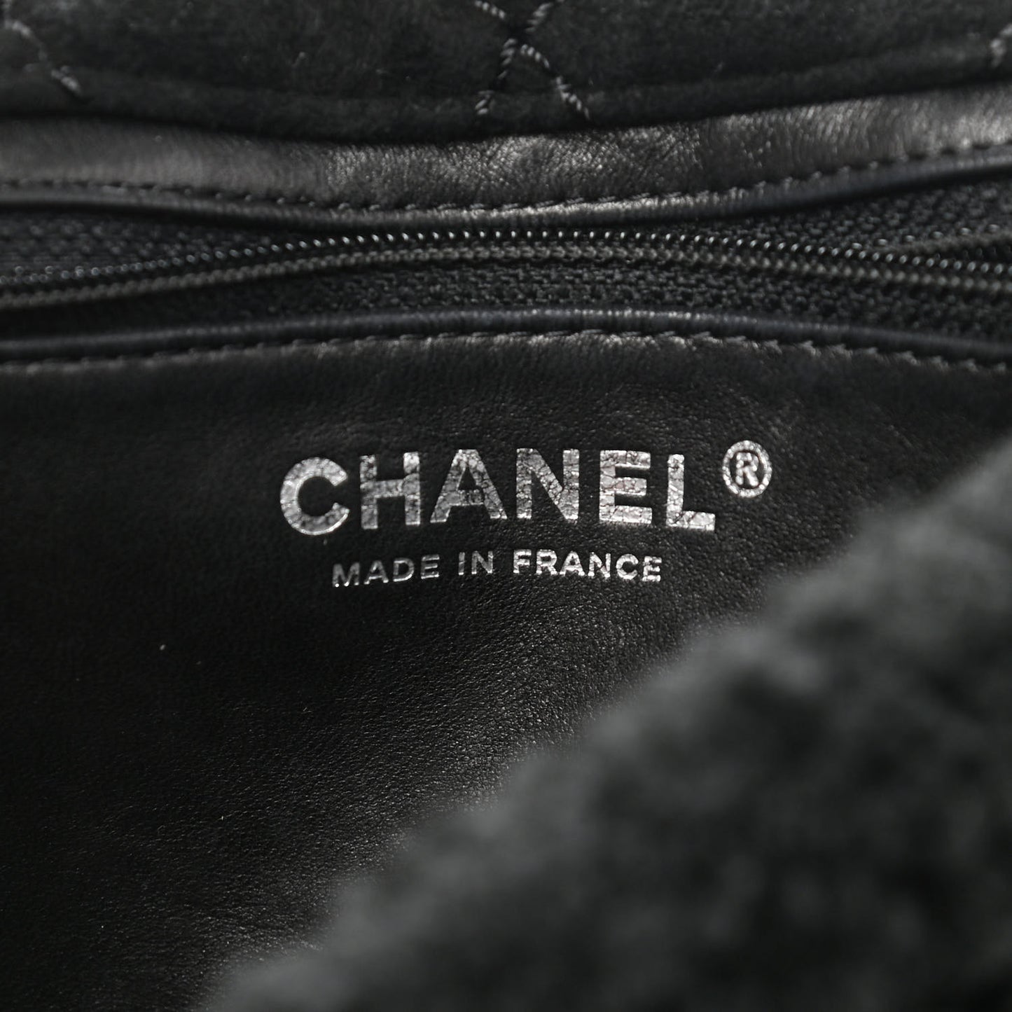 Shearling Lambskin Pearl Flap Black