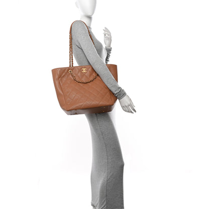 Chanel Calfskin Stitched Large Shopping Bag Brown 2 of 10