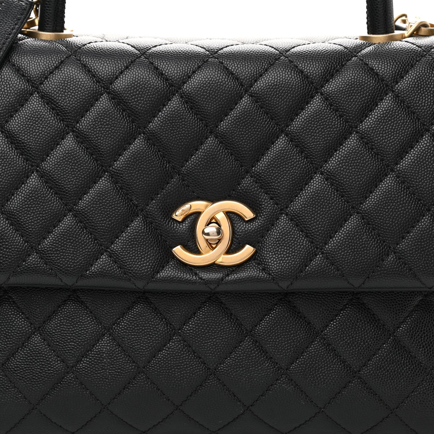 Caviar Quilted Medium Coco Handle Flap Black