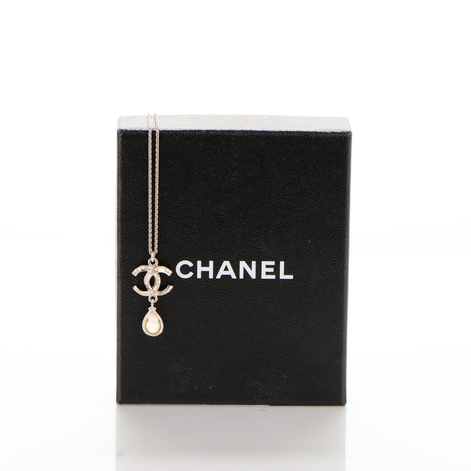 Chanel Crystal CC Drop Necklace Silver 5 of 5