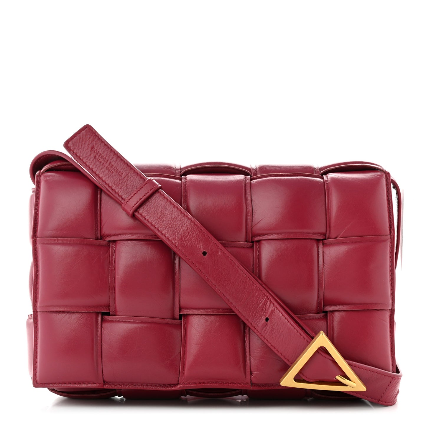 Nappa Maxi Intreccio Padded Cassette Crossbody Bag Amaranto