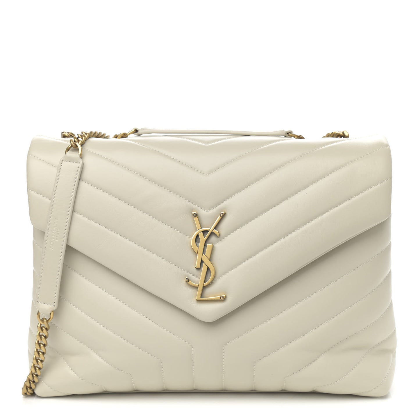 Calfskin Y Quilted Monogram Medium Loulou Chain Satchel Crema Soft