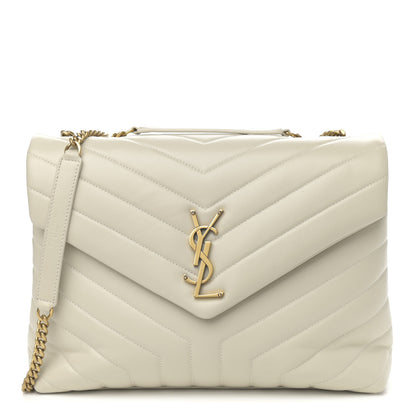 Saint Laurent Calfskin Y Quilted Monogram Medium Loulou Chain Satchel Crema Soft 1 of 13