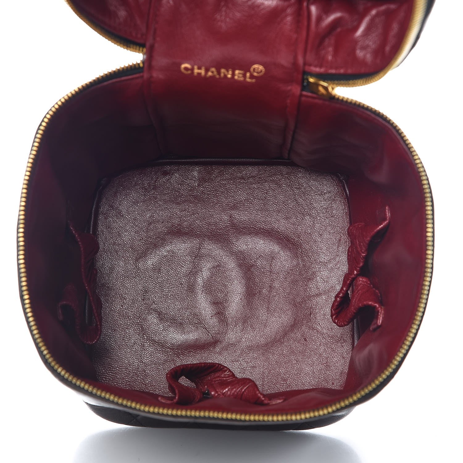 Chanel Lambskin Quilted Cosmetic Vanity Bag Brown 5 of 16