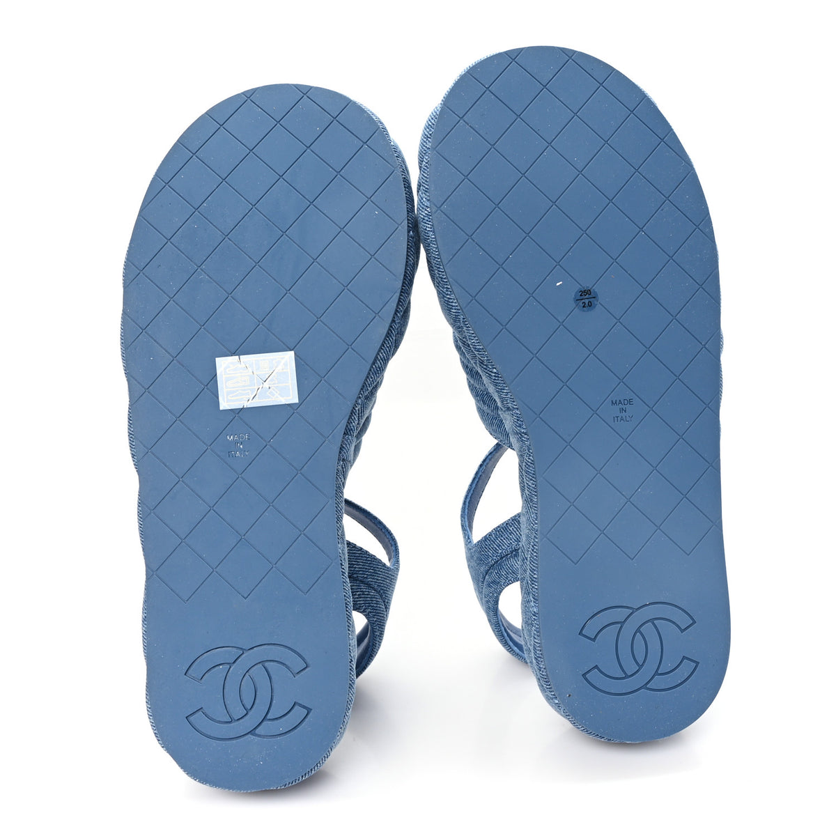 Chanel Denim Quilted CC Platform Thong Sandals 40 Blue 6 of 10