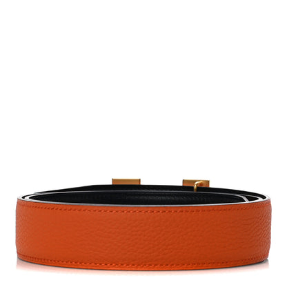 Hermes 135 Togo 32mm Constance H Belt 80 Black Orange 2 of 9
