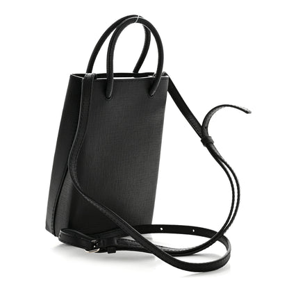 Balenciaga Squared Calfskin Logo Shopping Phone Holder Bag Black 3 of 13