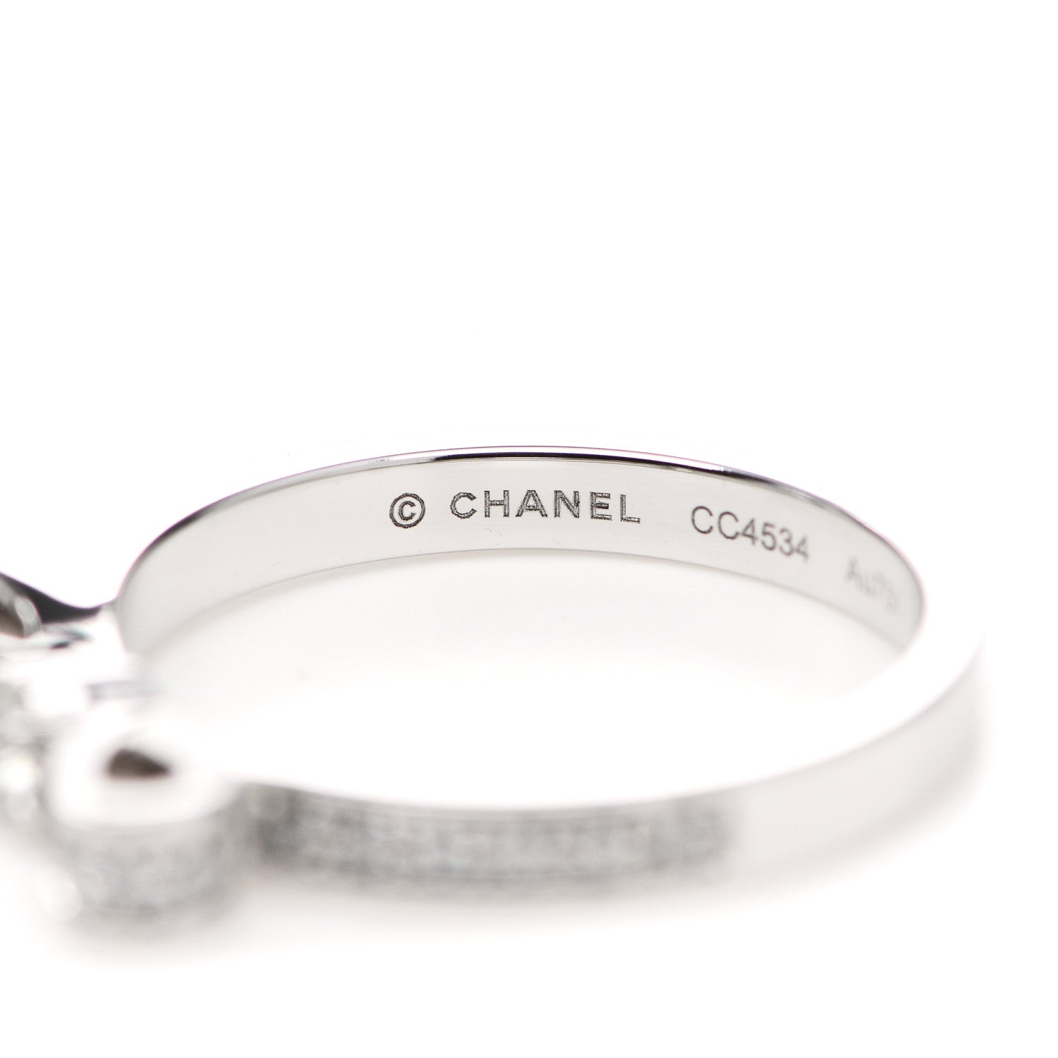 Chanel 18K White Gold Diamond Ruban Ring 49 4.75 5 of 8