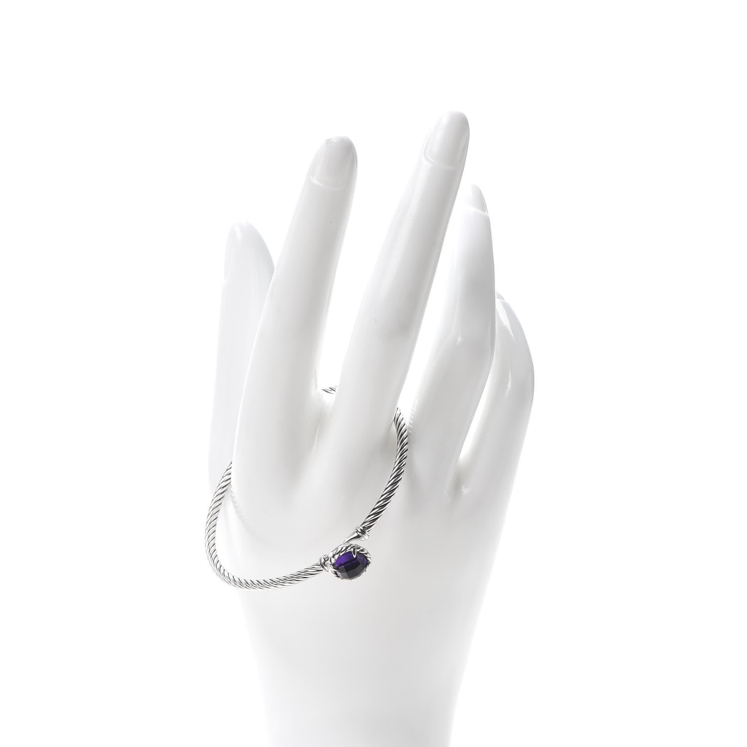 David Yurman Sterling Silver Amethyst 3mm Chatelaine Bracelet 2 of 5
