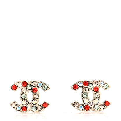 Chanel Crystal CC Earrings Gold Multicolor 1 of 4